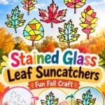 Stained glass suncatchers with a leaf shape