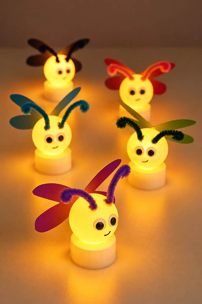 Tealight Firefly Craft Many colors of adorable little firefly crafts with tealights